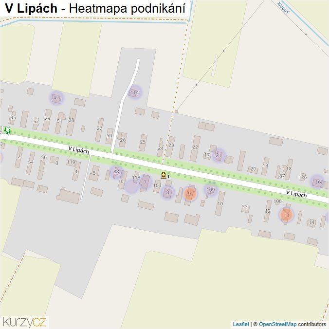 Mapa V Lipách - Firmy v ulici.