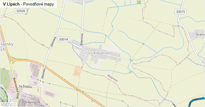 V Lipách - záplavové mapy stoleté vody