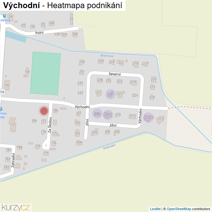 Mapa Východní - Firmy v ulici.