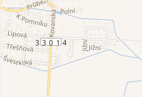Za Školou v obci Bobnice - mapa ulice