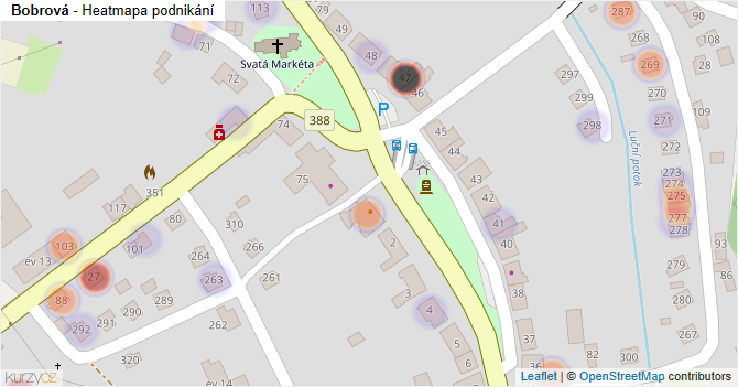 Bobrová - mapa podnikání