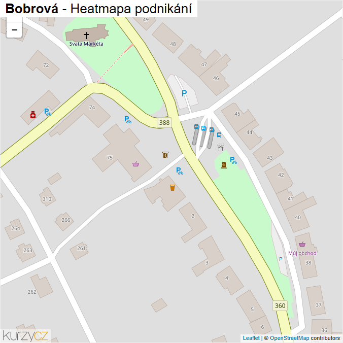 Mapa Bobrová - Firmy v obci.