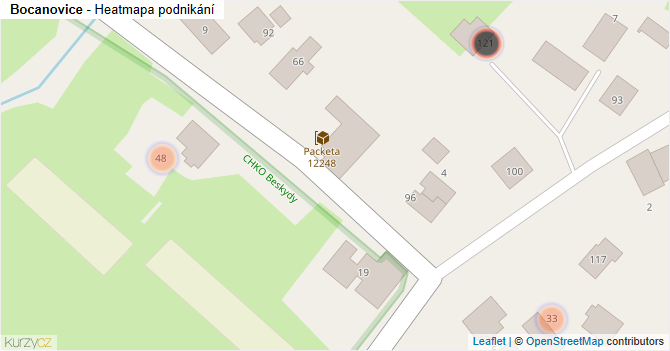 Bocanovice - mapa podnikání