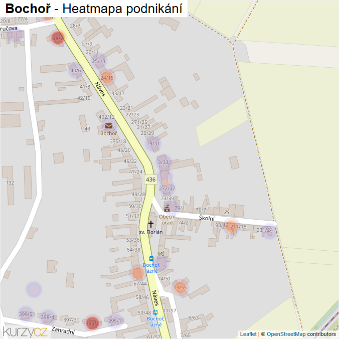 Mapa Bochoř - Firmy v části obce.