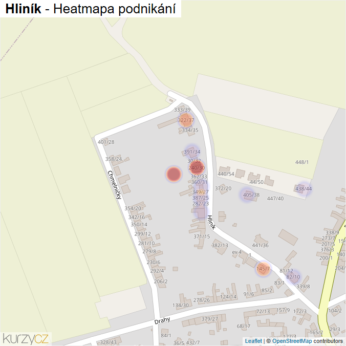 Mapa Hliník - Firmy v ulici.