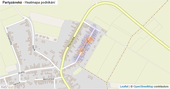 Partyzánská - mapa podnikání