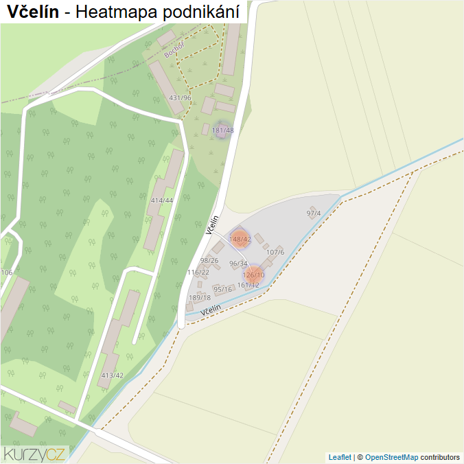 Mapa Včelín - Firmy v ulici.
