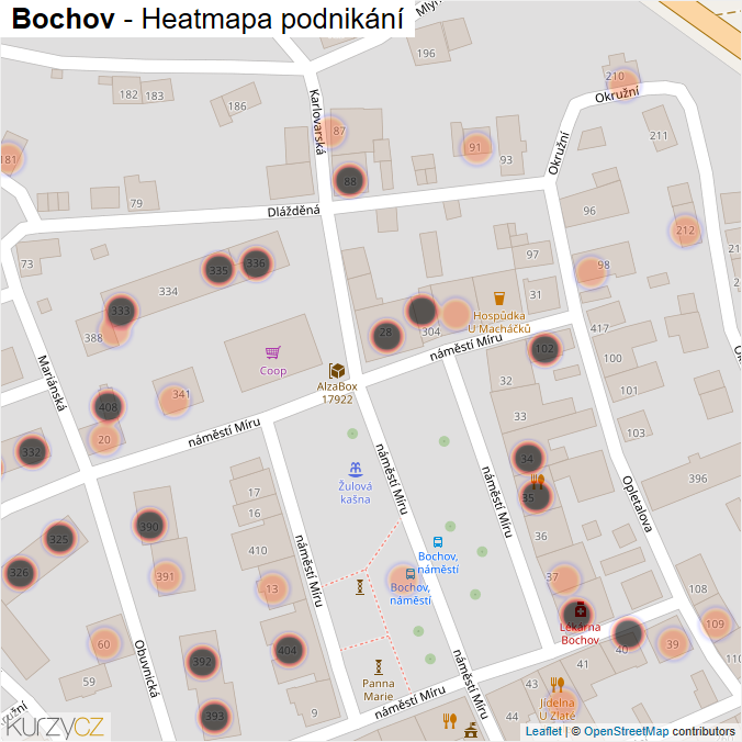 Mapa Bochov - Firmy v obci.