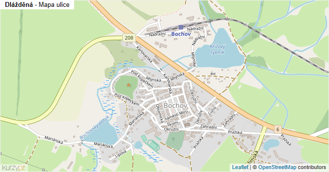 Dlážděná - mapa ulice