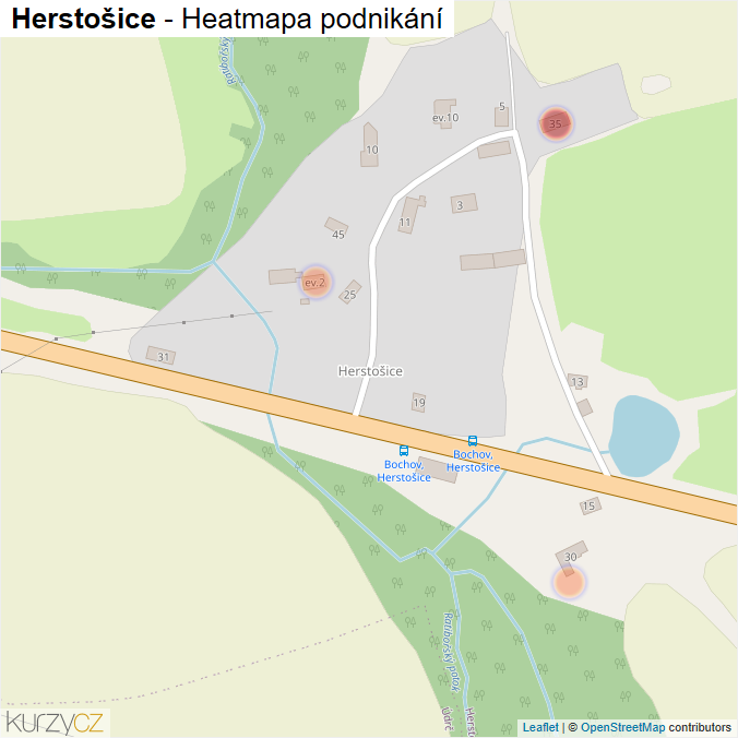 Mapa Herstošice - Firmy v části obce.