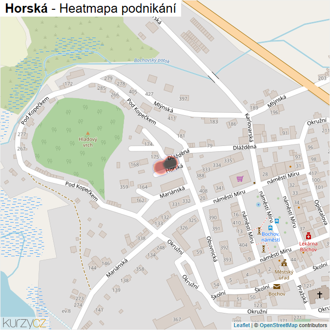 Mapa Horská - Firmy v ulici.