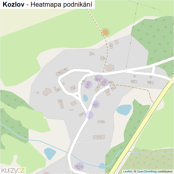 Mapa Kozlov - Firmy v části obce.