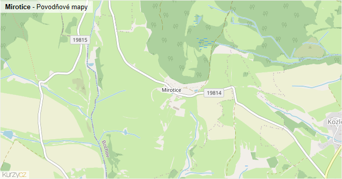 Mirotice - záplavové mapy stoleté vody