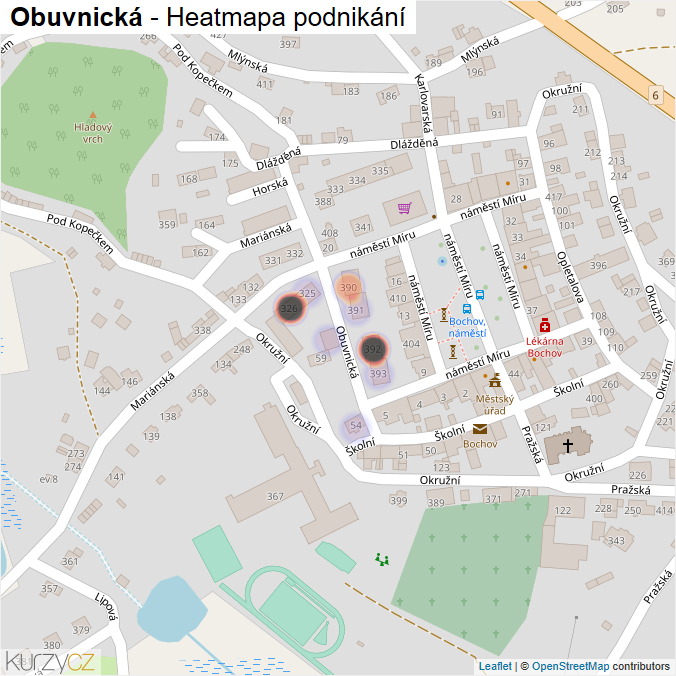 Mapa Obuvnická - Firmy v ulici.