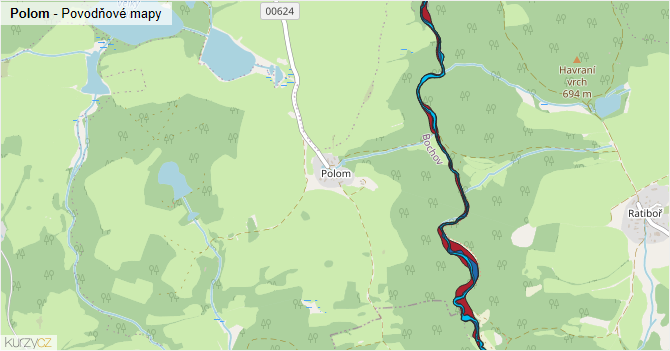 Polom - záplavové mapy stoleté vody