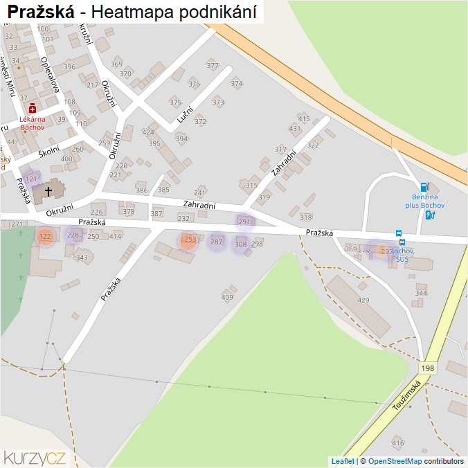 Mapa Pražská - Firmy v ulici.