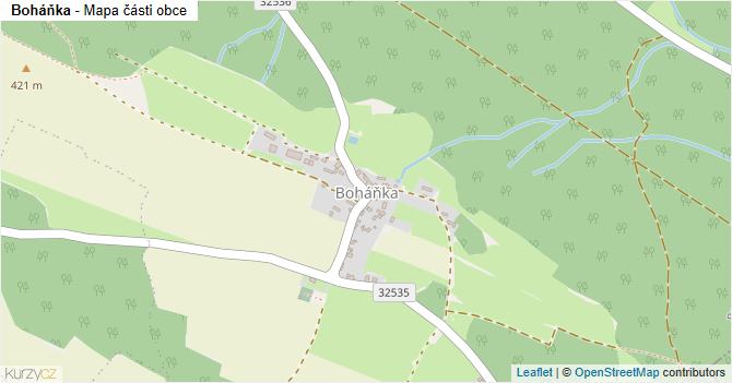 Boháňka - mapa části obce