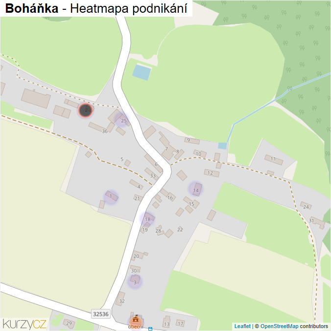 Mapa Boháňka - Firmy v části obce.