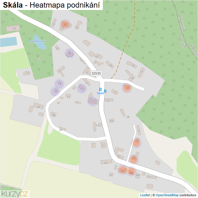 Mapa Skála - Firmy v části obce.