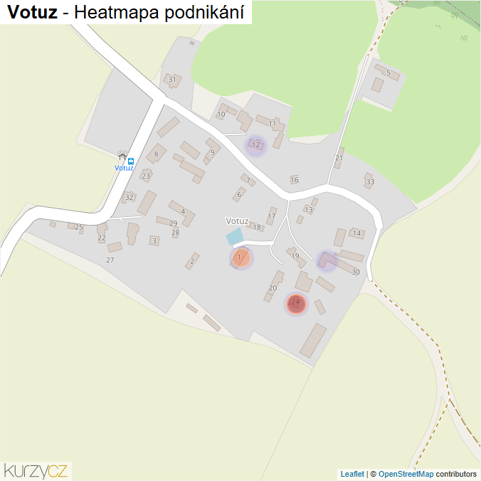 Mapa Votuz - Firmy v části obce.