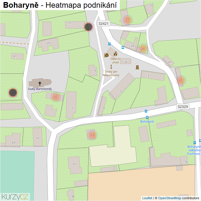Mapa Boharyně - Firmy v obci.