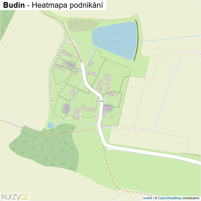 Mapa Budín - Firmy v části obce.