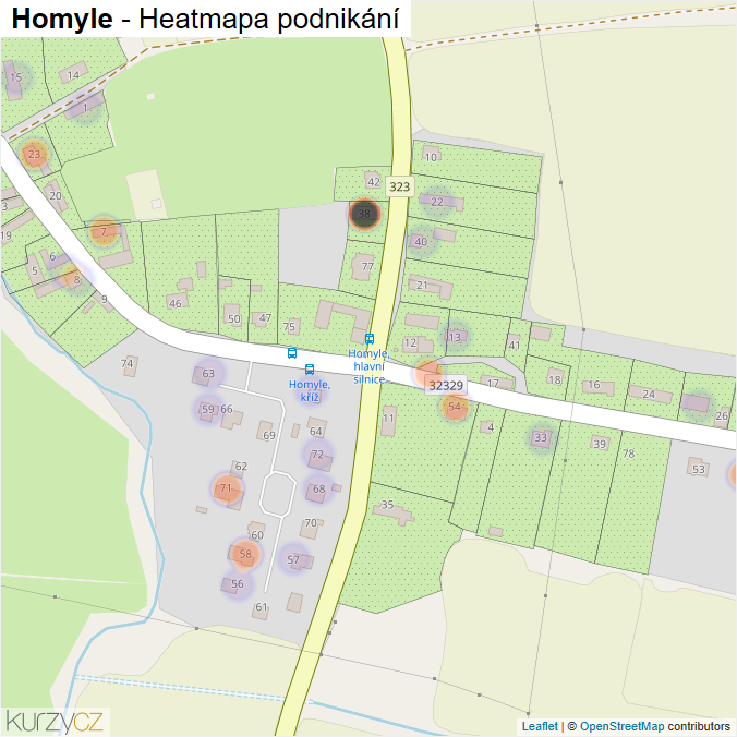 Mapa Homyle - Firmy v části obce.