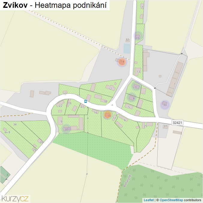 Mapa Zvíkov - Firmy v části obce.