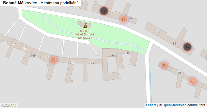 Bohaté Málkovice - mapa podnikání