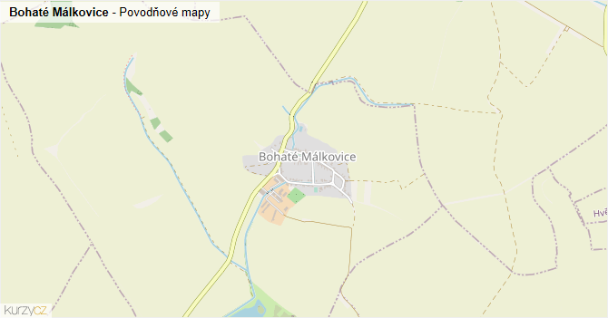 Bohaté Málkovice - záplavové mapy stoleté vody