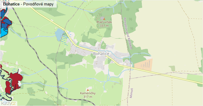 Bohatice - záplavové mapy stoleté vody