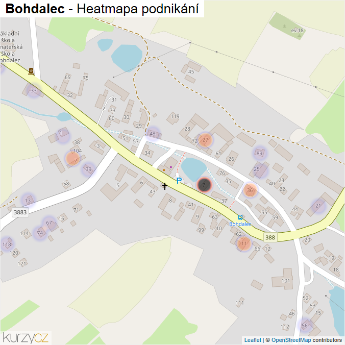 Mapa Bohdalec - Firmy v části obce.