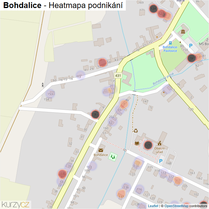 Mapa Bohdalice - Firmy v části obce.