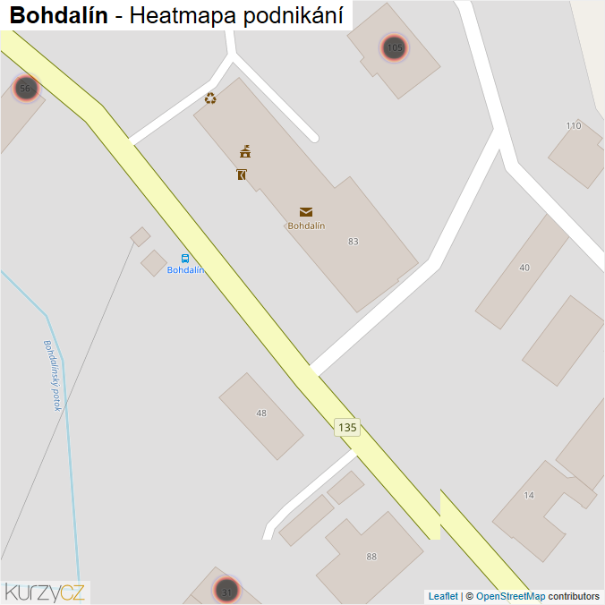 Mapa Bohdalín - Firmy v obci.