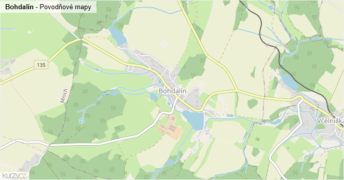 Bohdalín - záplavové mapy stoleté vody