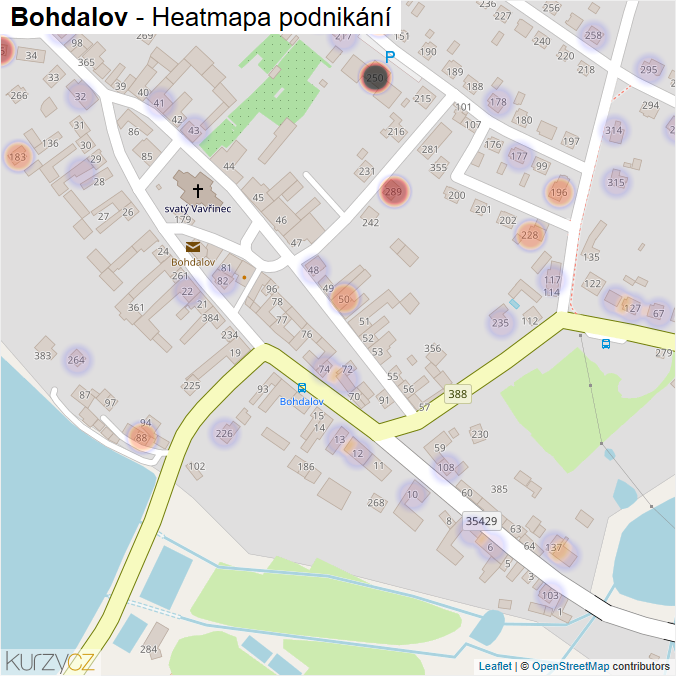 Mapa Bohdalov - Firmy v části obce.