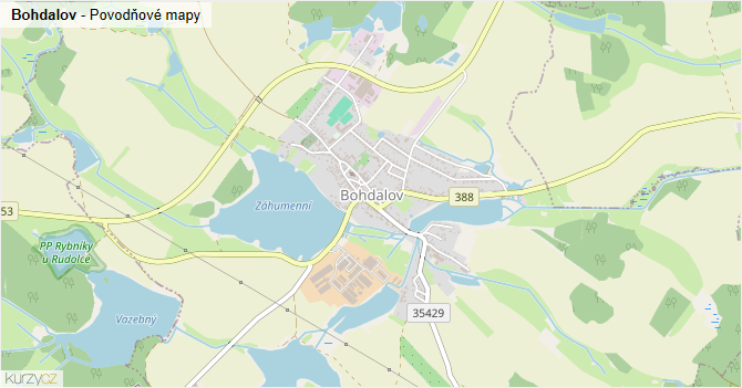 Bohdalov - záplavové mapy stoleté vody
