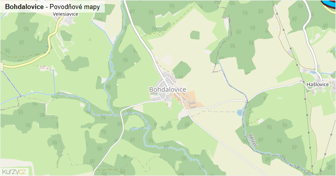 Bohdalovice - záplavové mapy stoleté vody