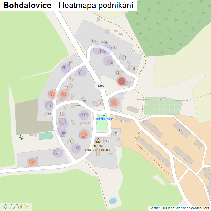 Mapa Bohdalovice - Firmy v části obce.