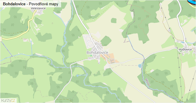 Bohdalovice - záplavové mapy stoleté vody