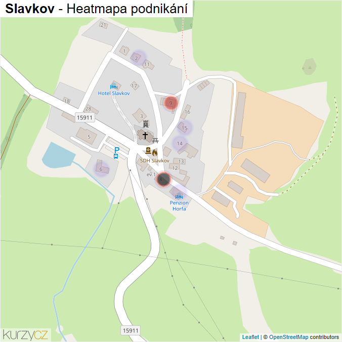 Mapa Slavkov - Firmy v části obce.