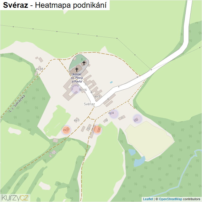 Mapa Svéraz - Firmy v části obce.