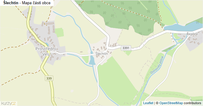 Šlechtín - mapa části obce