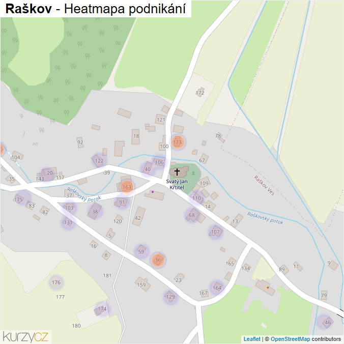 Mapa Raškov - Firmy v části obce.