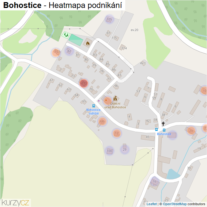 Mapa Bohostice - Firmy v části obce.