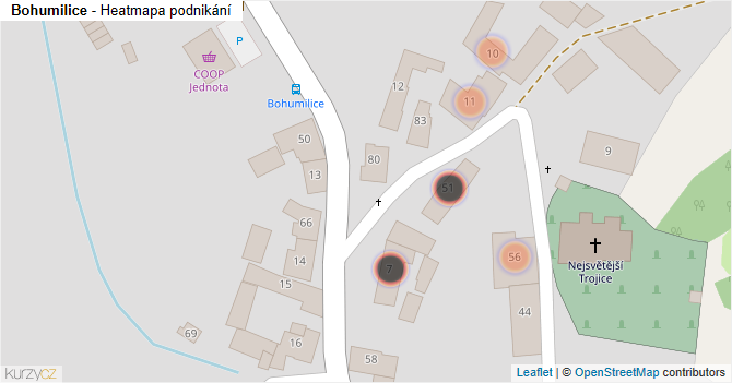 Bohumilice - mapa podnikání