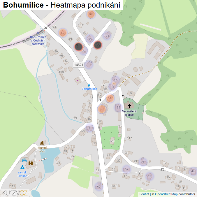 Mapa Bohumilice - Firmy v části obce.