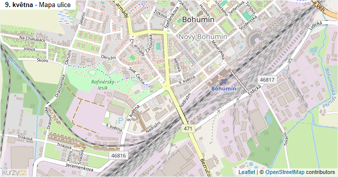 9. května - mapa ulice