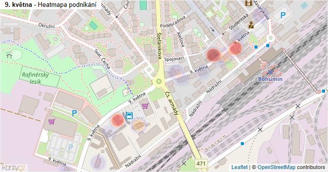 9. května - mapa podnikání