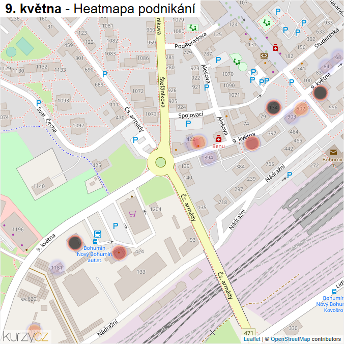 Mapa 9. května - Firmy v ulici.